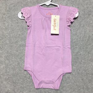Cat and Jack Bodysuit 6-9 months Baby Infant Short Sleeve Purple Lace Sleeve New